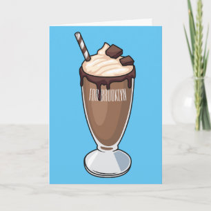 Chocolate milkshake cartoon illustration card