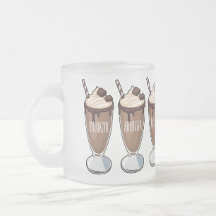 Chocolate milkshake cartoon illustration frosted glass coffee mug