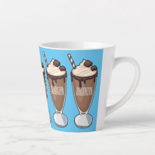 Chocolate milkshake cartoon illustration  latte mug