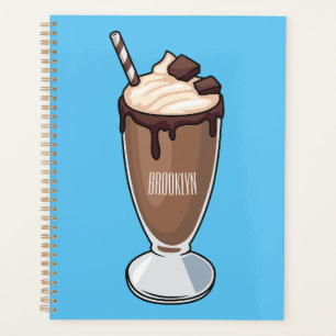 Chocolate milkshake cartoon illustration  planner