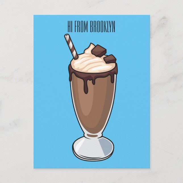 Chocolate milkshake cartoon illustration  postcard (Front)