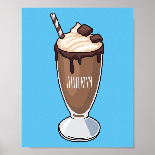 Chocolate milkshake cartoon illustration poster (Front)