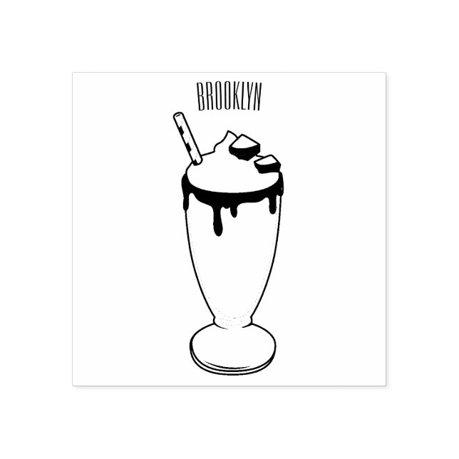 Chocolate milkshake cartoon illustration rubber stamp (Imprint)