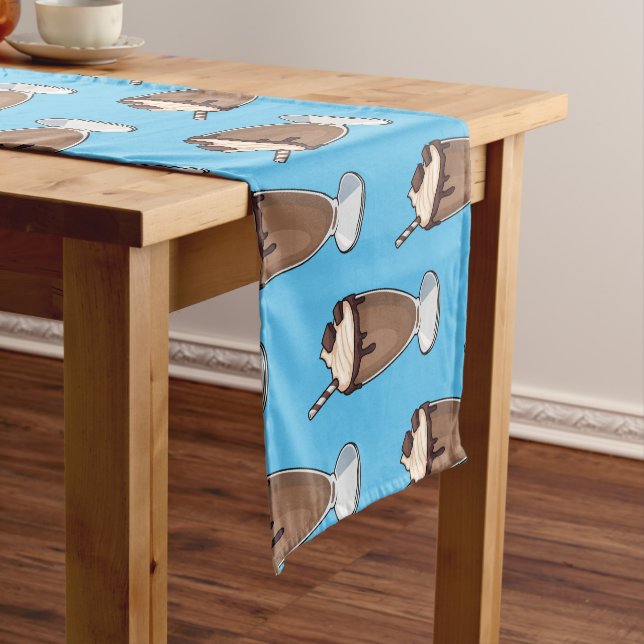 Chocolate milkshake cartoon illustration  short table runner (In Situ)