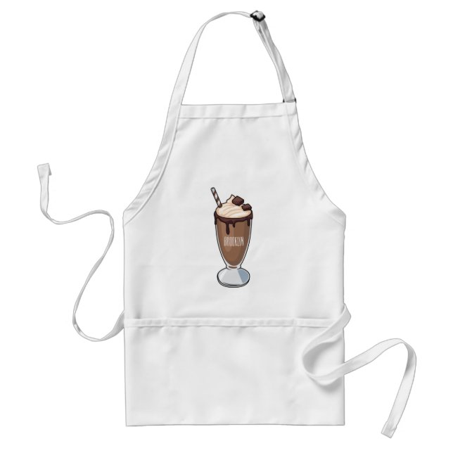 Chocolate milkshake cartoon illustration  standard apron (Front)