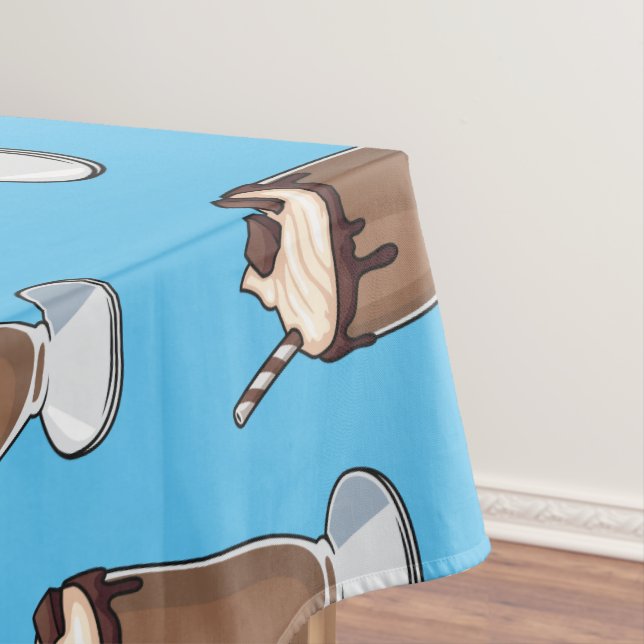Chocolate milkshake cartoon illustration tablecloth (In Situ)