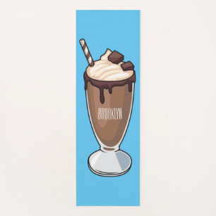 Chocolate milkshake cartoon illustration yoga mat