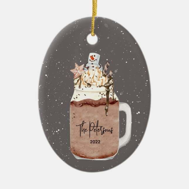 Chocolate Milkshake Christmas Holiday Ceramic Orna Tree Decoration (Front)