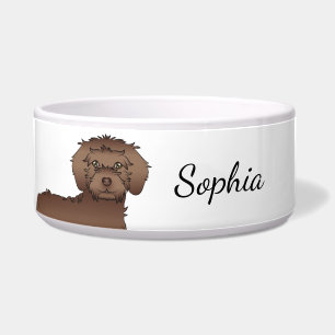 Chocolate Mini Goldendoodle Cartoon Dog & Name