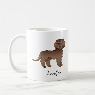 Chocolate Mini Goldendoodle Cartoon Dog & Name Coffee Mug