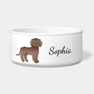 Chocolate Mini Goldendoodle Dog Standing & Name