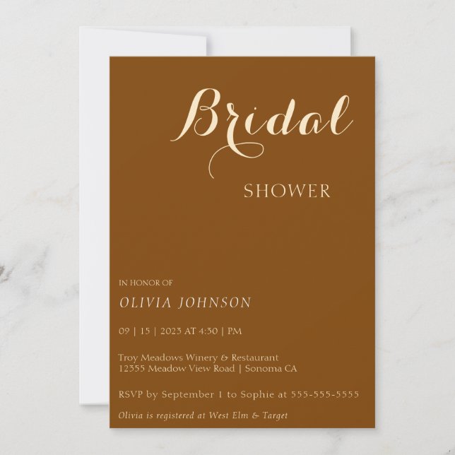 CHOCOLATE Minimal Bridal Shower Invitation (Front)