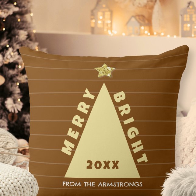 Chocolate Minimalist Christmas Tree Cushion (Chocolate Minimalist Christmas Tree Throw Pillow ©Susanne Sachers - Sunny Mind 🌞)