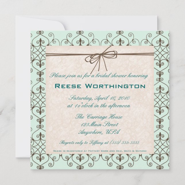 Chocolate & Mint Bridal Shower Invite (Front)