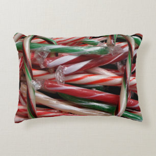 Chocolate Mint Candy Canes Holiday Festive Decorative Cushion