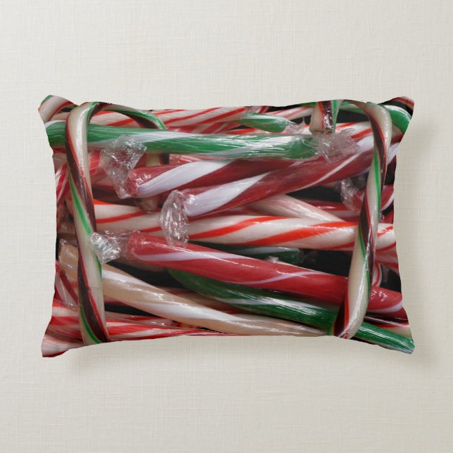 Chocolate Mint Candy Canes Holiday Festive Decorative Cushion (Front)