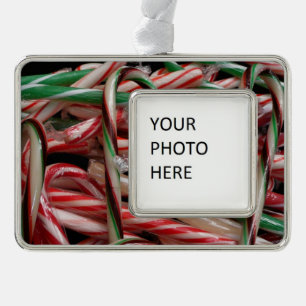 Chocolate Mint Candy Canes Holiday Festive Silver Plated Framed Ornament