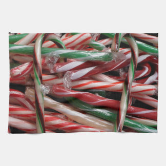 Chocolate Mint Candy Canes Holiday Festive Tea Towel