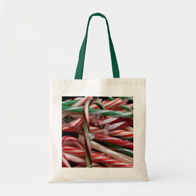 Chocolate Mint Candy Canes Holiday Festive Tote Bag (Front)