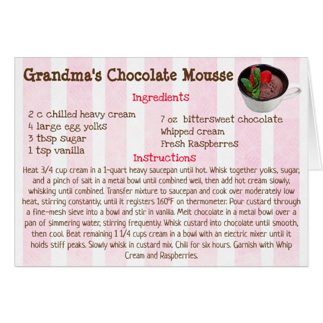 Chocolate Mousse Recipe Card (Front Horizontal)