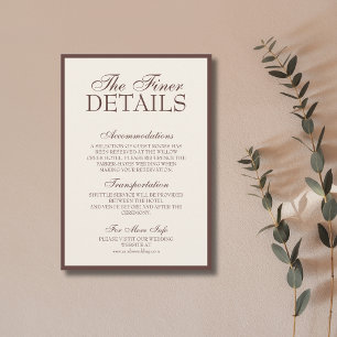 Chocolate Old Money Luxe Glam Wedding Details Enclosure Card