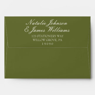 Chocolate Olive Green Old Money Vintage Wedding Envelope