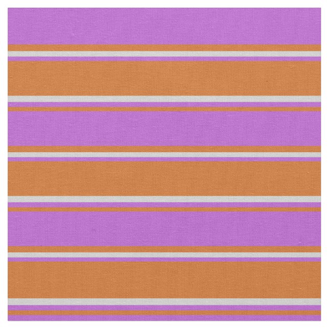Chocolate, Orchid, and Light Grey Coloured Lines Fabric (Close Up)