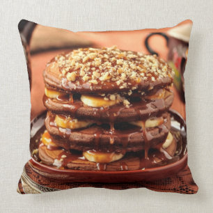 Chocolate Pancakes with Bananas and Caramel Cushion