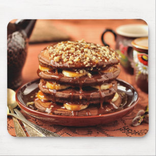 Chocolate Pancakes with Bananas and Caramel Mouse Pad