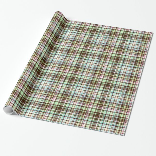 Chocolate Pastels Plaid 01-Gift Wrapping Paper (Unrolled)