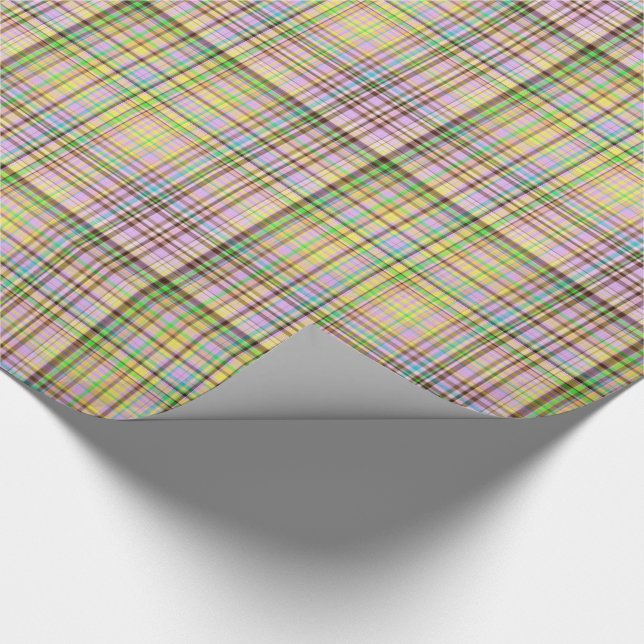 Chocolate Pastels Plaid 19-Gift Wrapping Paper (Corner)