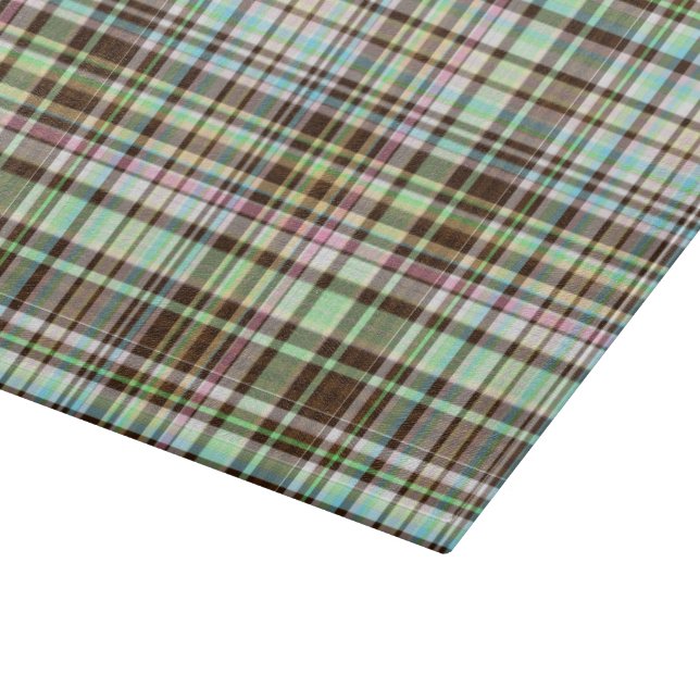 Chocolate Pastels Plaid 1-11x8 Cutting Board (Corner)