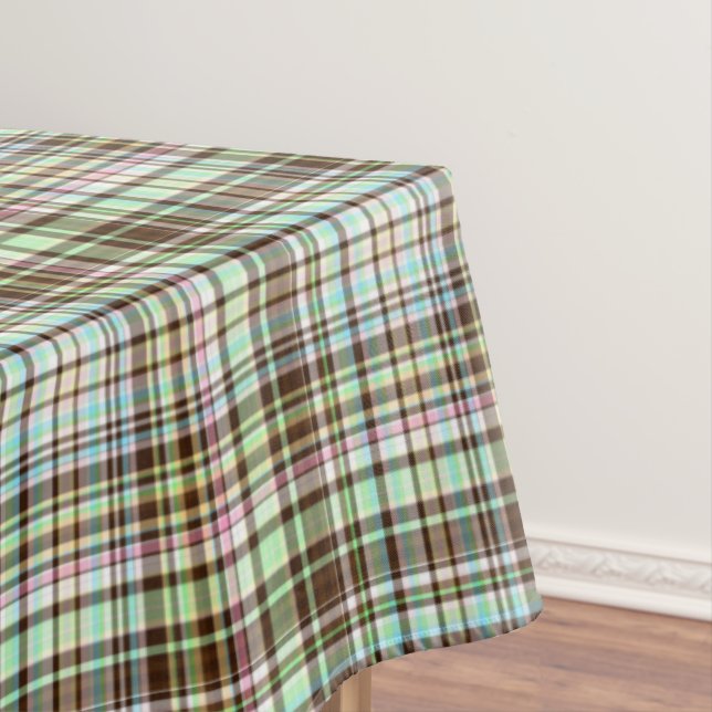 Chocolate Pastels Plaid 1-60x104 COTTON TABLECLOTH (In Situ)