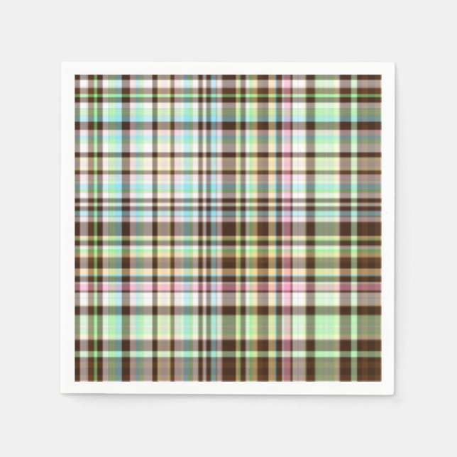 Chocolate Pastels Plaid 1-PAPER NAPKINS (Front)