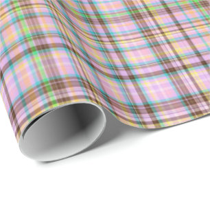 Chocolate Pastels Plaid 22-Gift Wrapping Paper