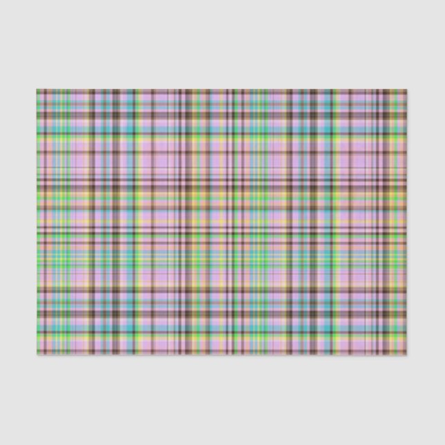 Chocolate Pastels Plaid 25-TISSUE WRAP PAPER (Front)