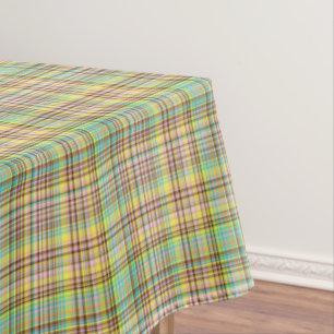 Chocolate Pastels Plaid 2-60x84 COTTON TABLE CLOTH