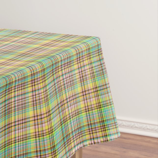 Chocolate Pastels Plaid 2-60x84 COTTON TABLE CLOTH (In Situ)
