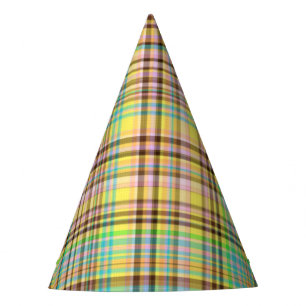 Chocolate Pastels Plaid 2-PAPER PARTY HATS
