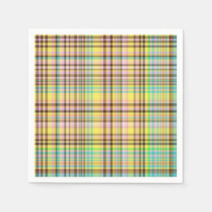 Chocolate Pastels Plaid 2-PAPER PARTY NAPKINS