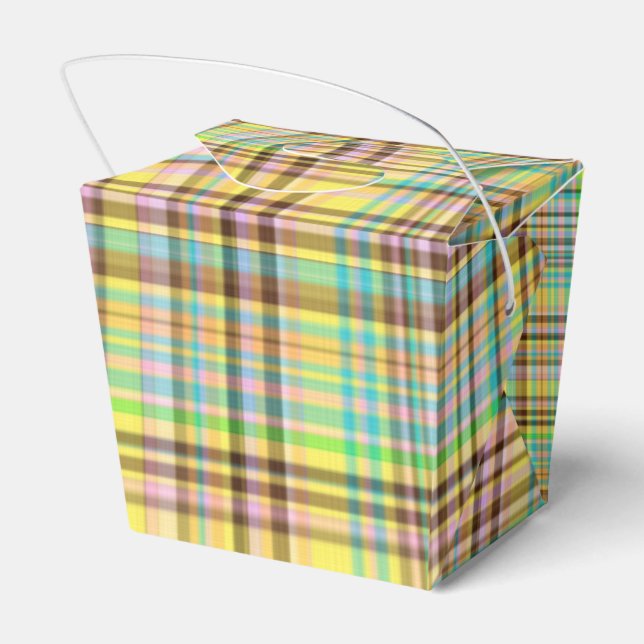 Chocolate Pastels Plaid 2-PARTY FAVOR BOX,take out Favour Box (Back Side)