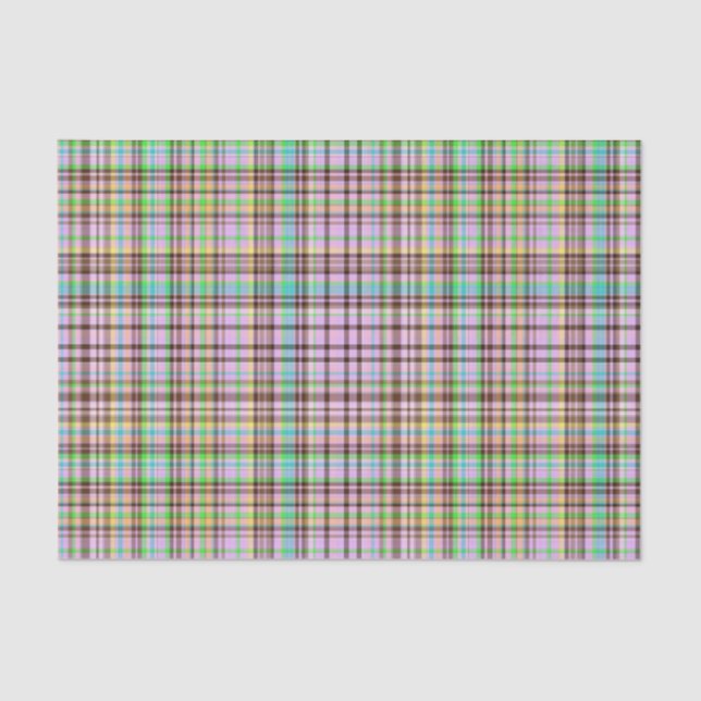 Chocolate Pastels Plaid 30-TISSUE WRAP PAPER (Front)