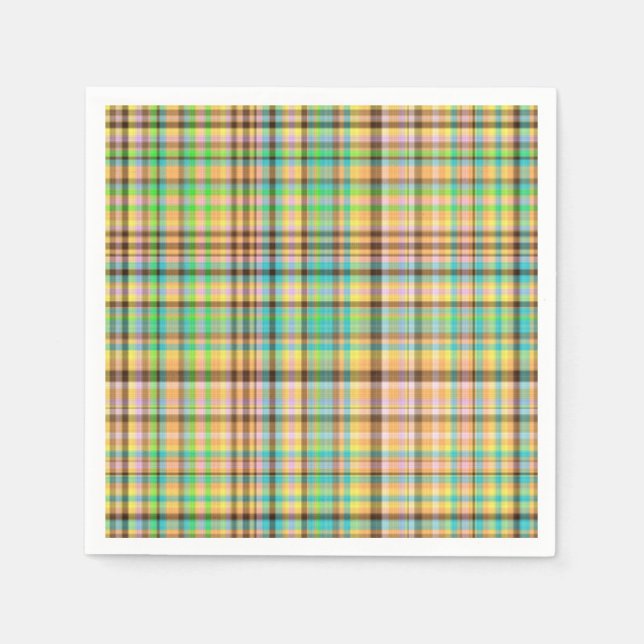 Chocolate Pastels Plaid 31-PAPER NAPKINS (Front)