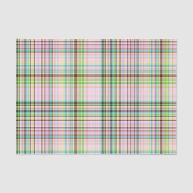 Chocolate Pastels Plaid 7-TISSUE WRAP PAPER (Front)