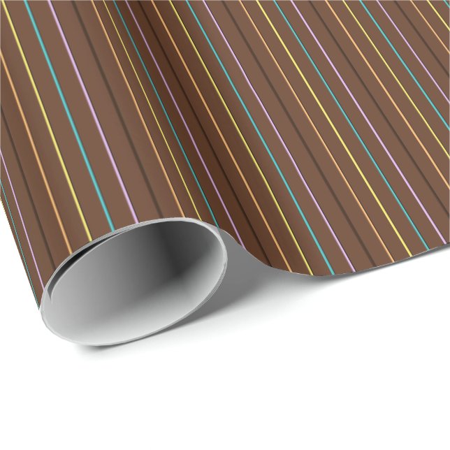 Chocolate Pastels Stripes 12-Gift Wrapping Paper (Roll Corner)