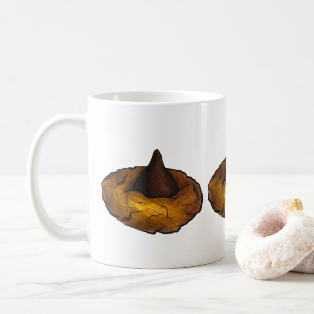 Chocolate Peanut Butter Blossom Bakery Cookie Food Coffee Mug (With Donut)