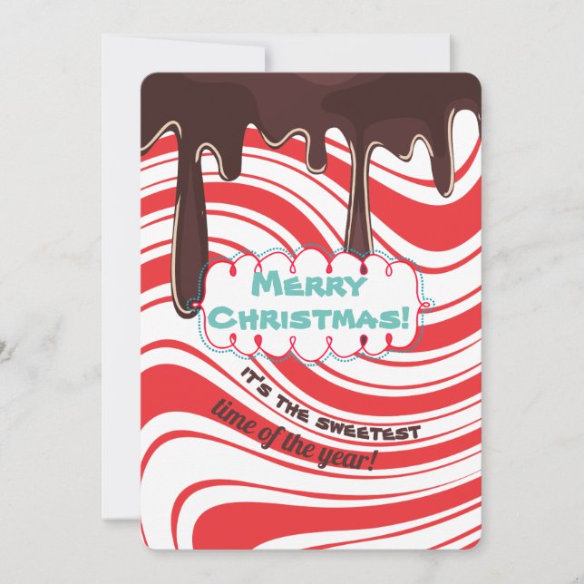 Chocolate peppermint Christmas personalised photo Holiday Card (Front)