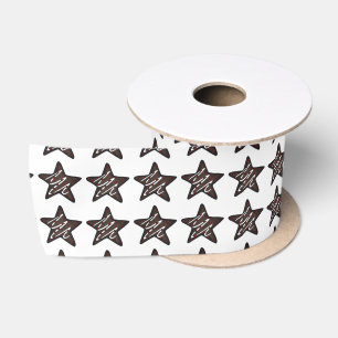 Chocolate Peppermint Star Christmas Cookie Festive Satin Ribbon