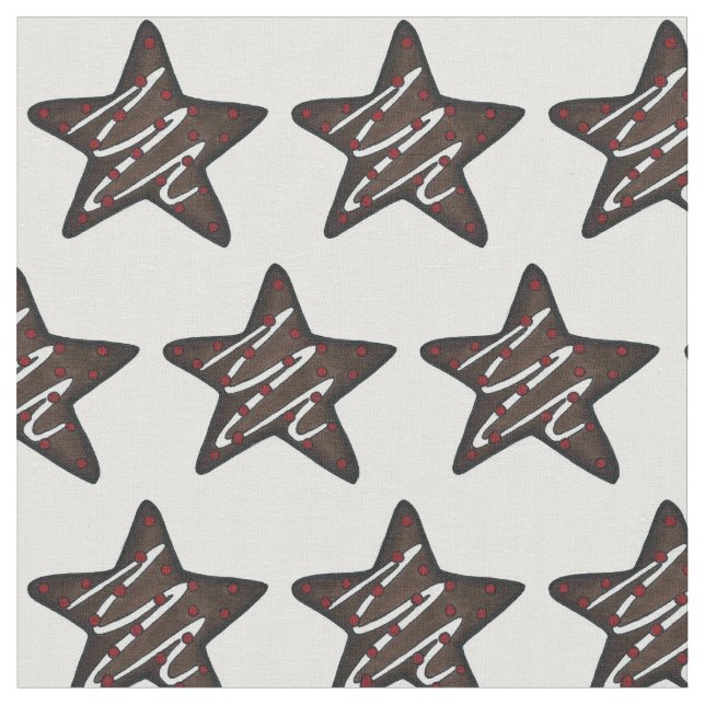 Chocolate Peppermint Star Christmas Holiday Cookie Fabric (Close Up)