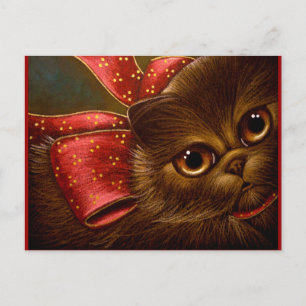 CHOCOLATE PERSIAN CAT - HOLIDAY POSTCARD